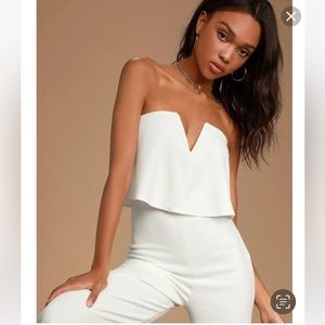 Hommage strapless white jumpsuit